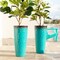 31"H Set of 4 Oversized Honeycomb Textured Turquoise Tall Plastic Planter